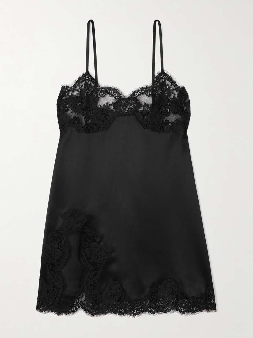 Dolce & Gabbana Lace-trimmed Silk-blend Satin Mini Dress