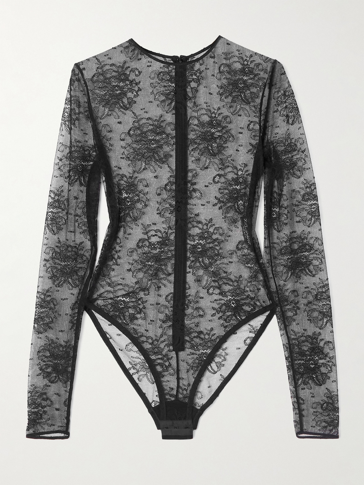 Dolce & Gabbana Chantilly Lace Bodysuit In Black