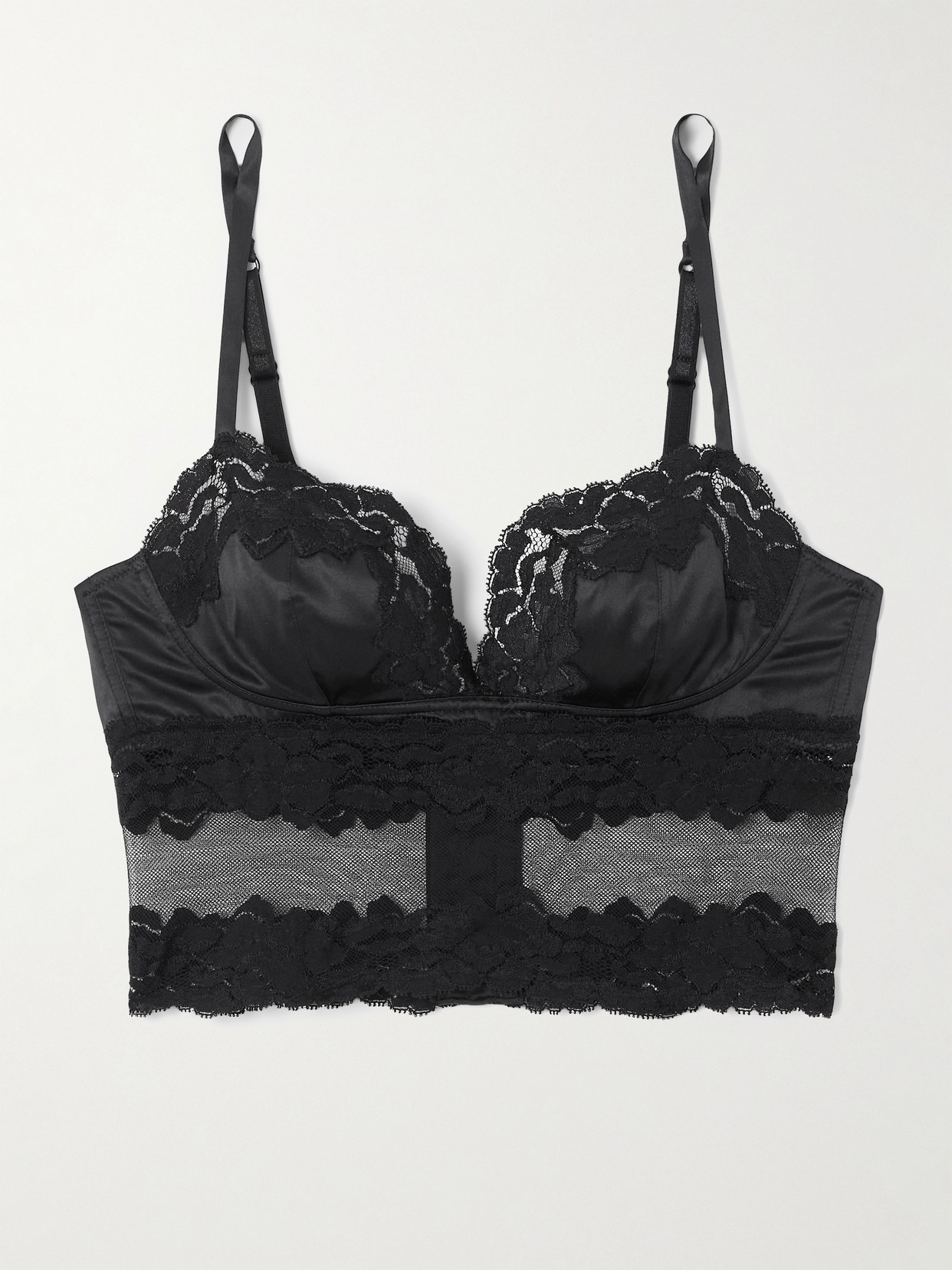 Dolce & Gabbana Lace And Stretch-silk Satin Balconette Bralette In Black