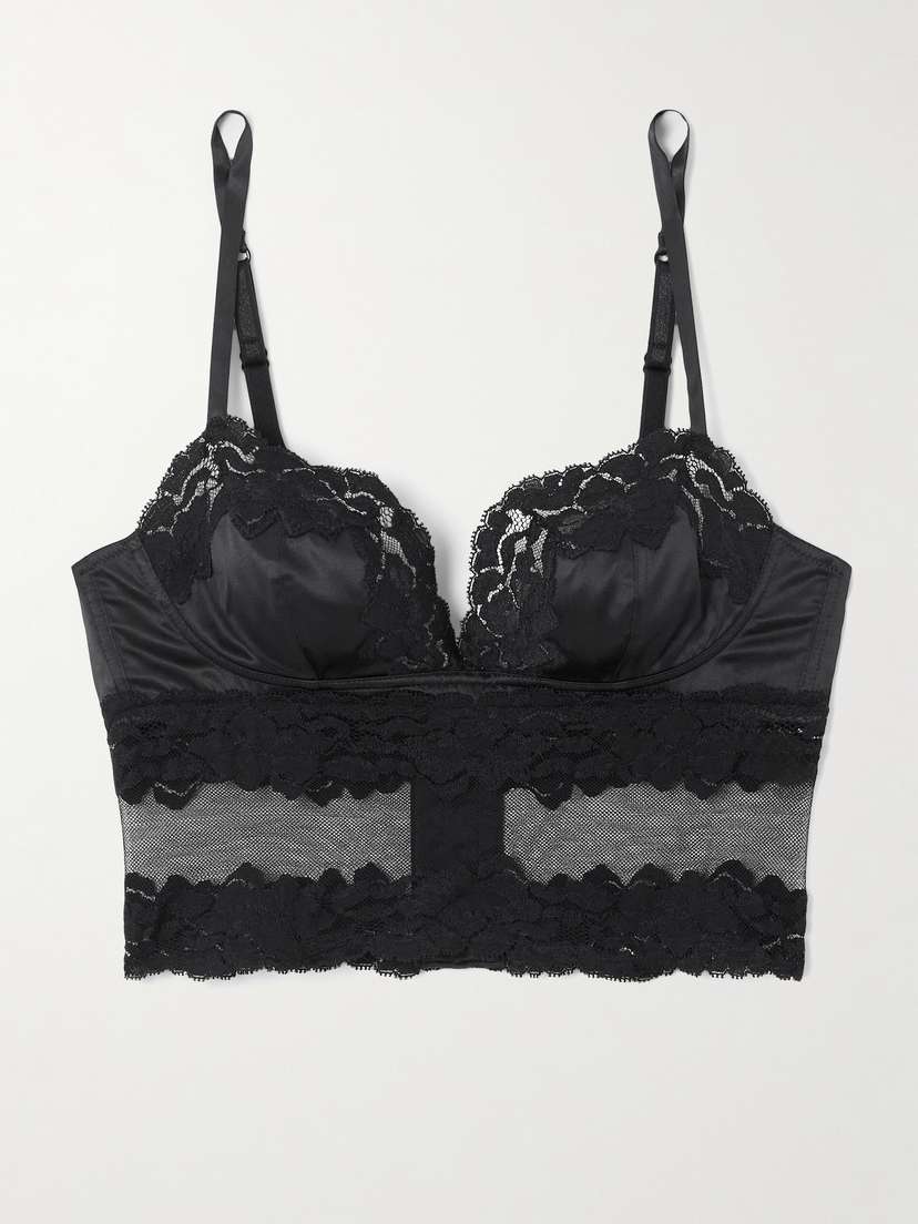 Dolce & Gabbana Lace And Stretch-silk Satin Balconette Bralette