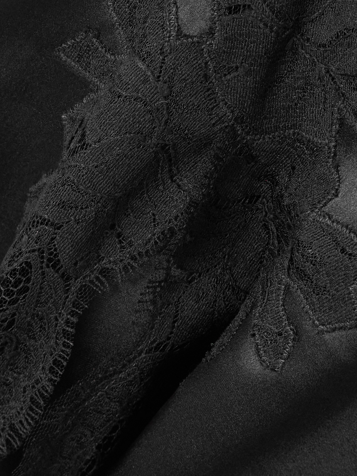Dolce & Gabbana Lace-trimmed Silk And Cotton-blend Satin Mini Skirt In Black