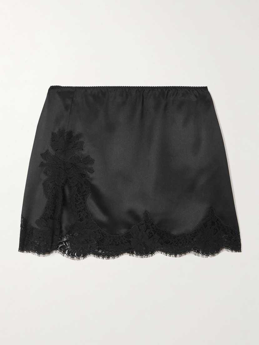 Dolce & Gabbana Lace-trimmed Silk And Cotton-blend Satin Mini Skirt