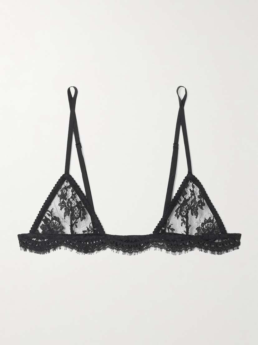 Dolce & Gabbana Micro Cotton-blend Lace Soft-cup Triangle Bra