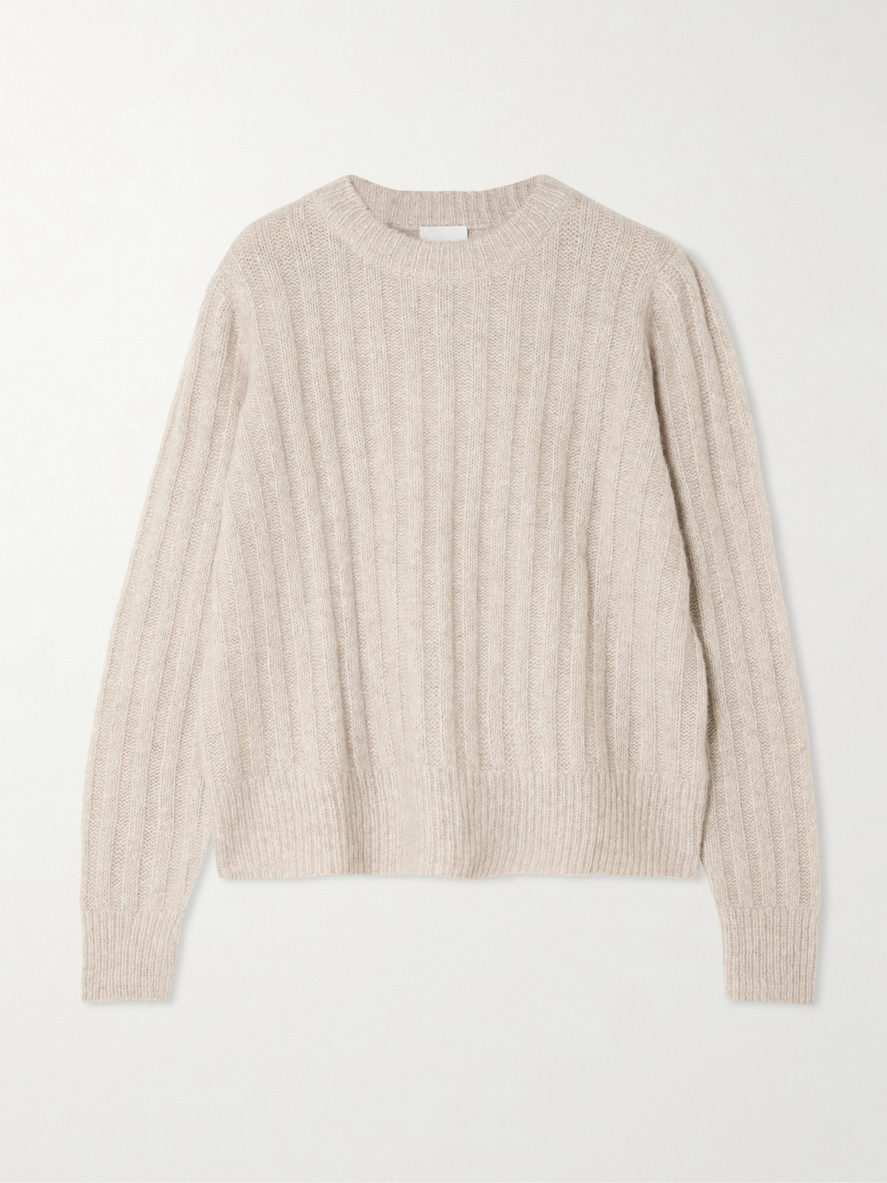 Allude Ribbed Cashmere And Silk-blend Sweater In Neutral