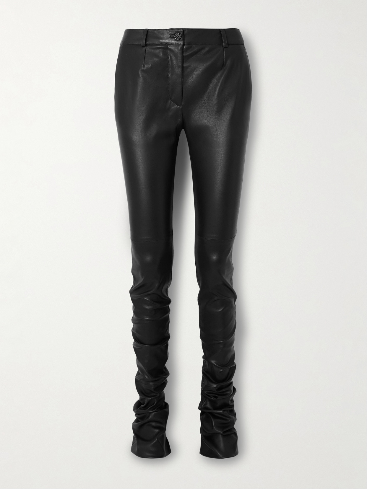 Dolce & Gabbana Slim Stretch Leather Pant In Black