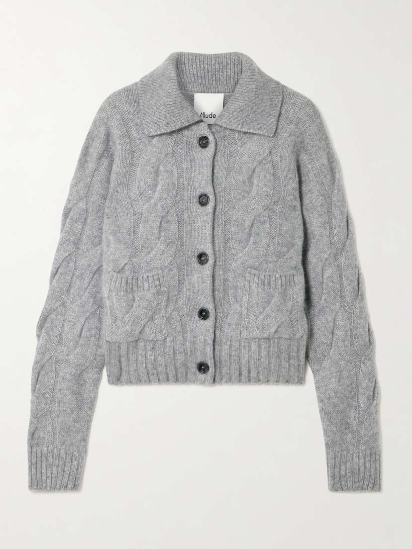 Allude Cable-knit Cashmere And Silk-blend Cardigan