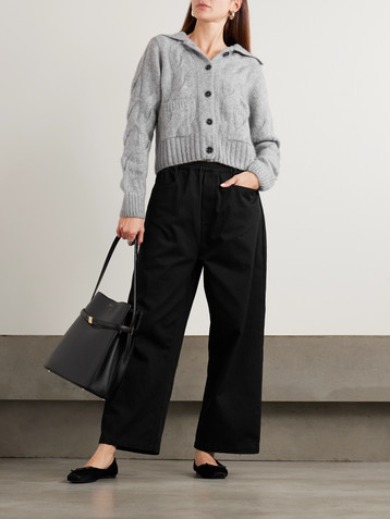 Allude Cable-knit cashmere and silk-blend cardigan