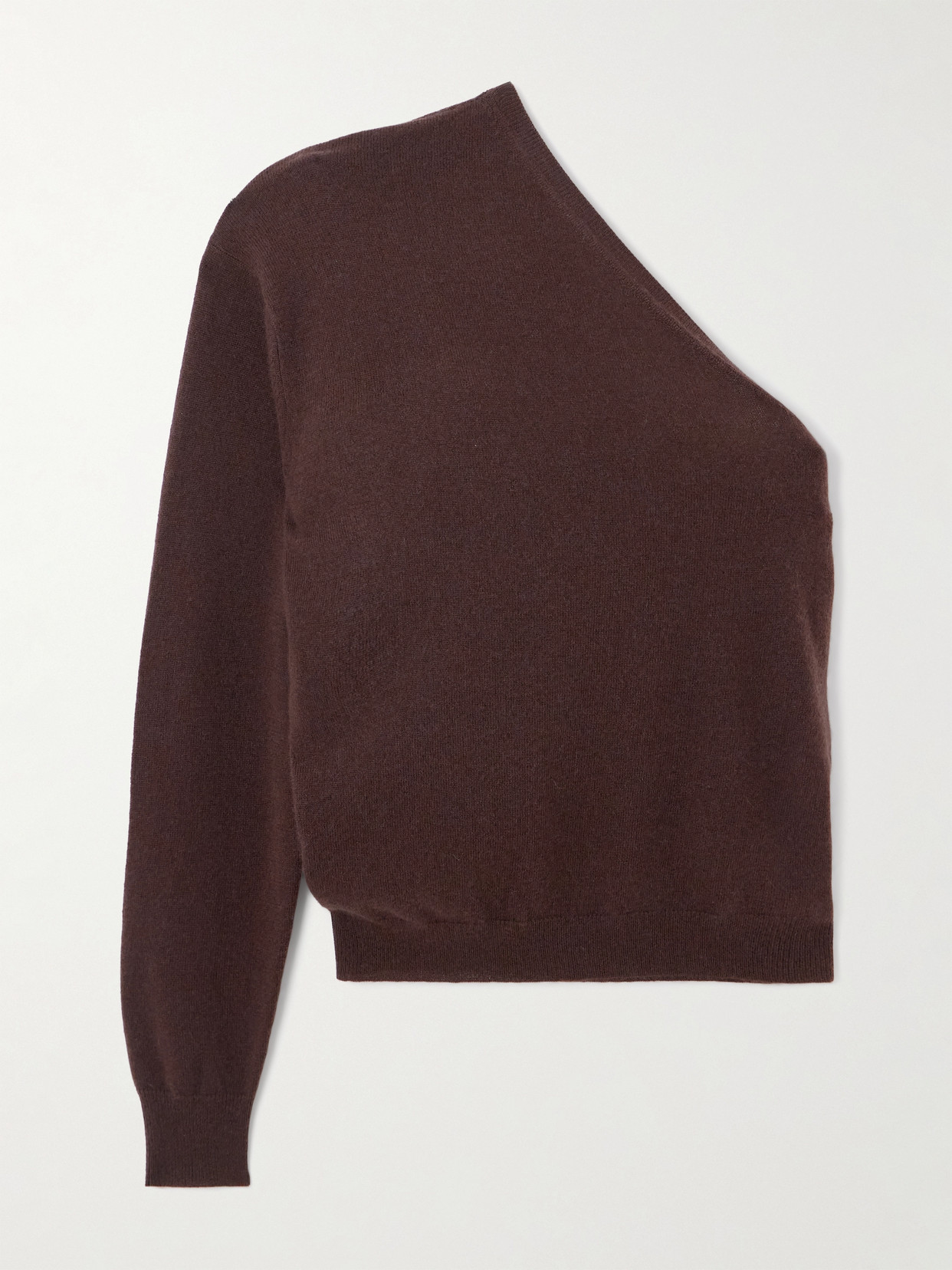Allude One-shoulder Wool And Cashmere-blend Sweater In Brown
