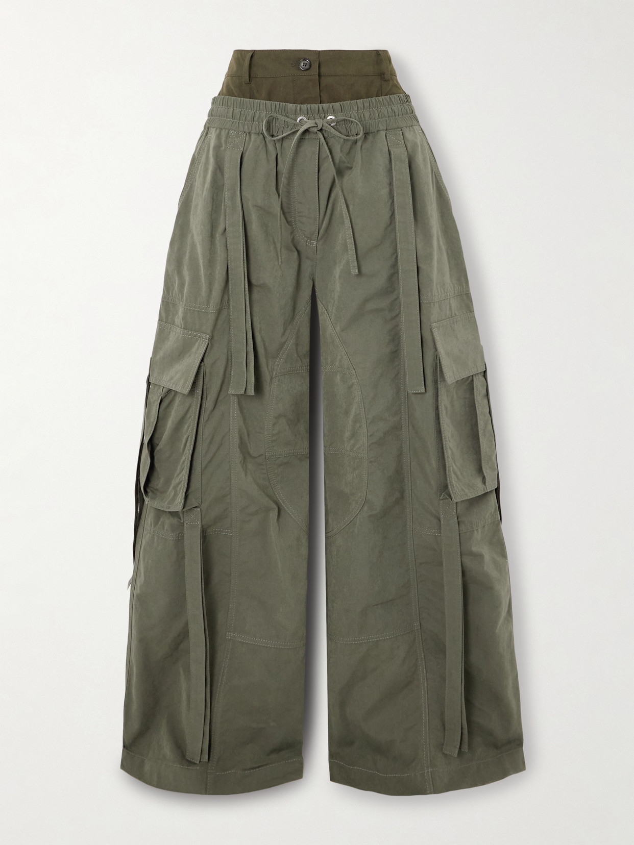 Dolce & Gabbana Oversized Tie-detailed Waxed-faille Cargo Pants In Multi