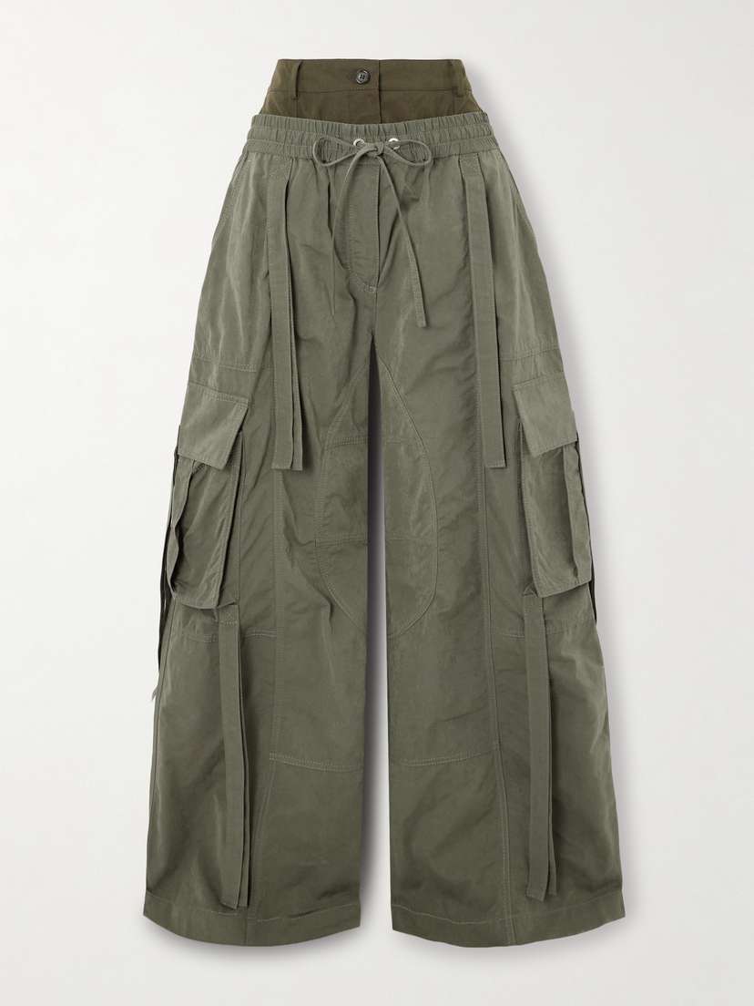 Dolce & Gabbana Oversized Tie-detailed Waxed-faille Cargo Pants