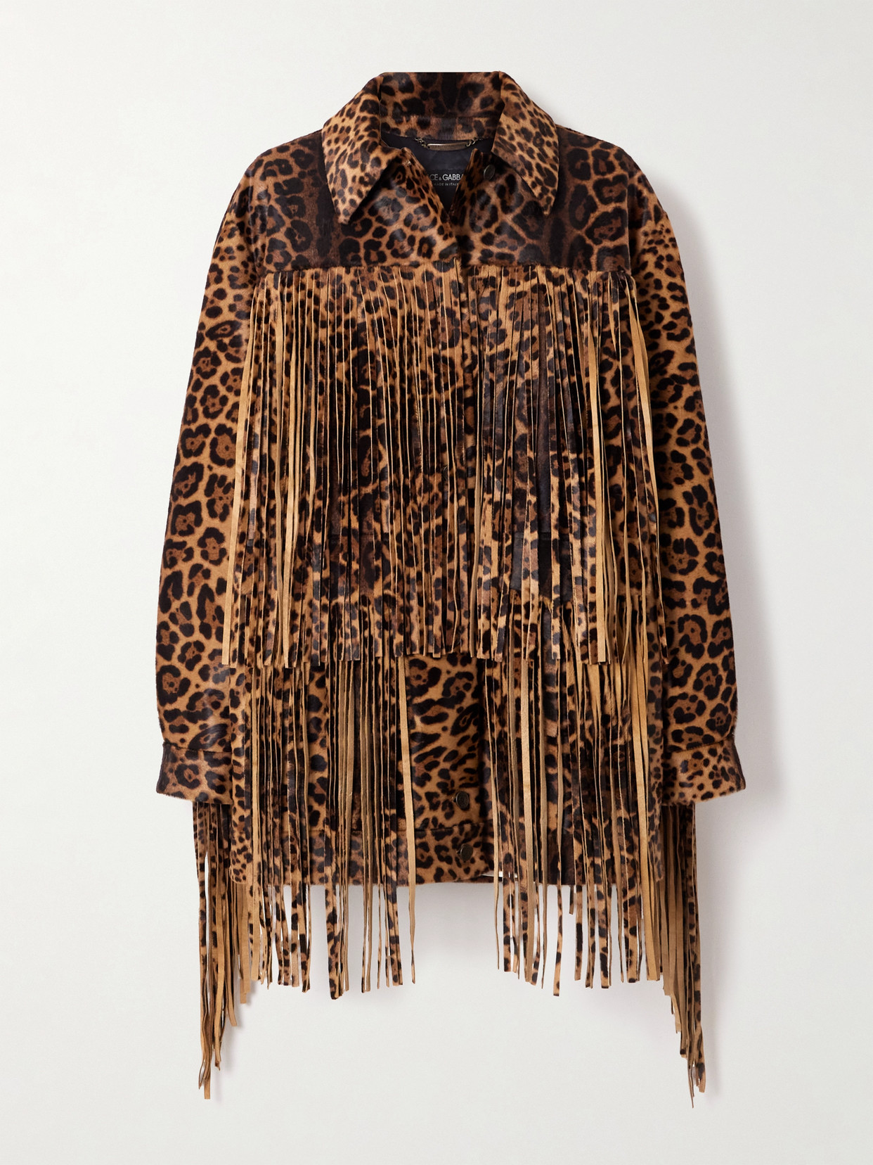 Dolce & Gabbana Fringed Leopard-print Calf Hair Jacket In Multi