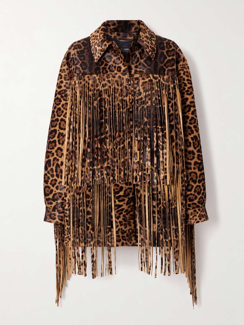 Dolce & Gabbana Fringed Leopard-print Calf Hair Jacket