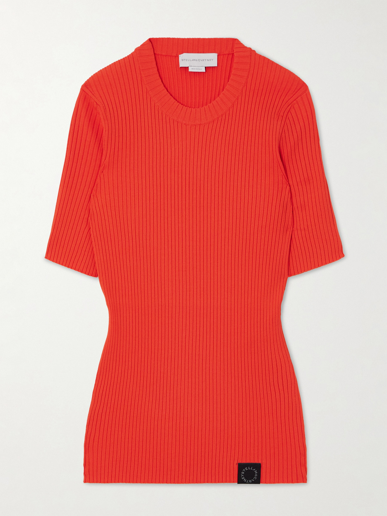 Stella Mccartney Ribbed-knit T-shirt In Red