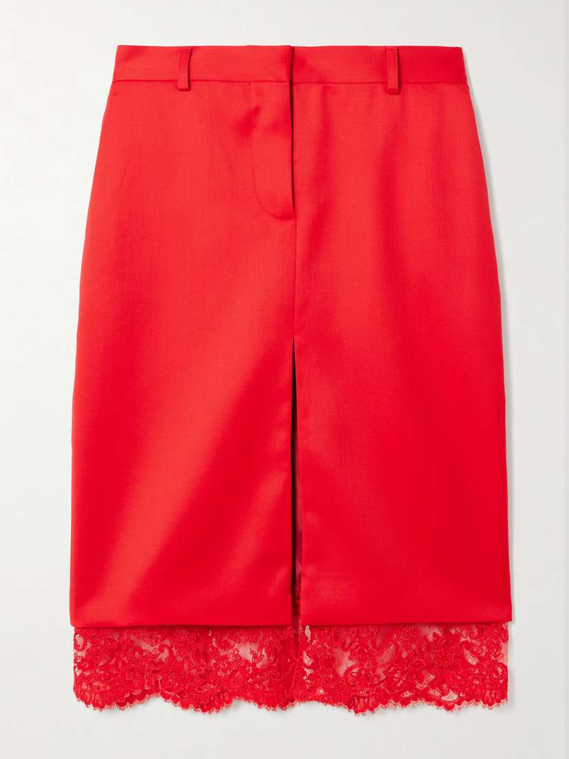 Stella McCartney Lace-trimmed Wool Skirt