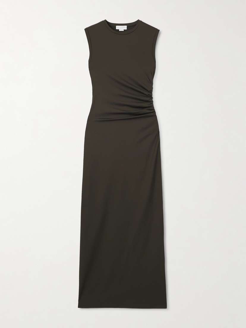 Stella McCartney Ruched Recycled Satin-jersey Midi Dress