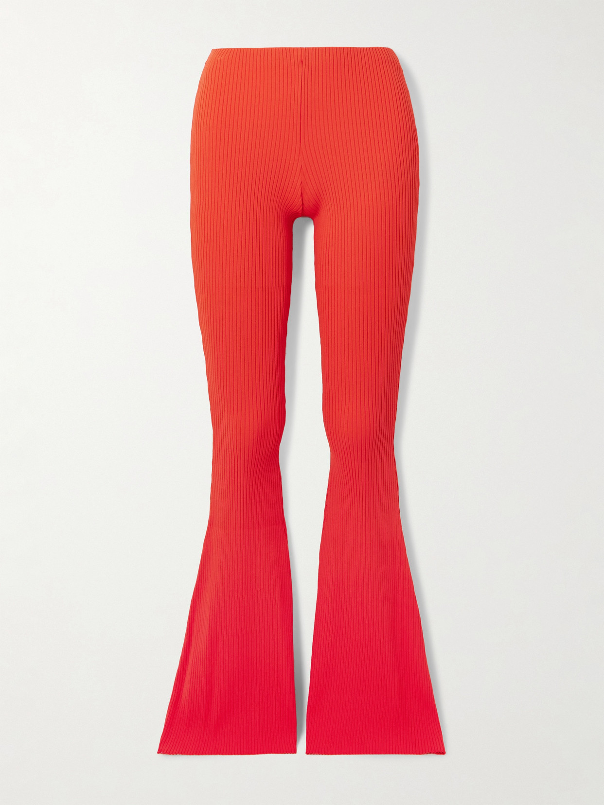 Stella Mccartney Recycled Ribbed-knit Flared Pants In Red