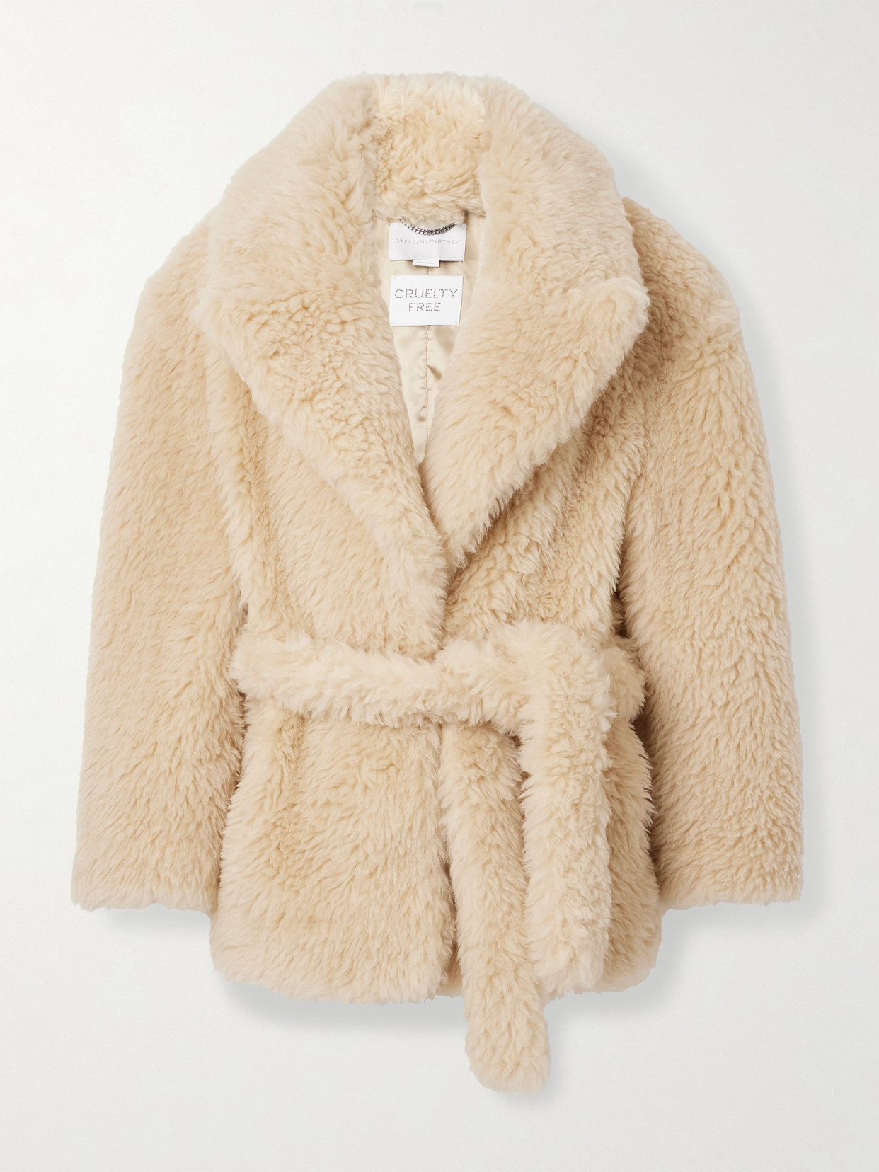 Stella Mccartney Belted Wool-blend Teddy Jacket In Pink