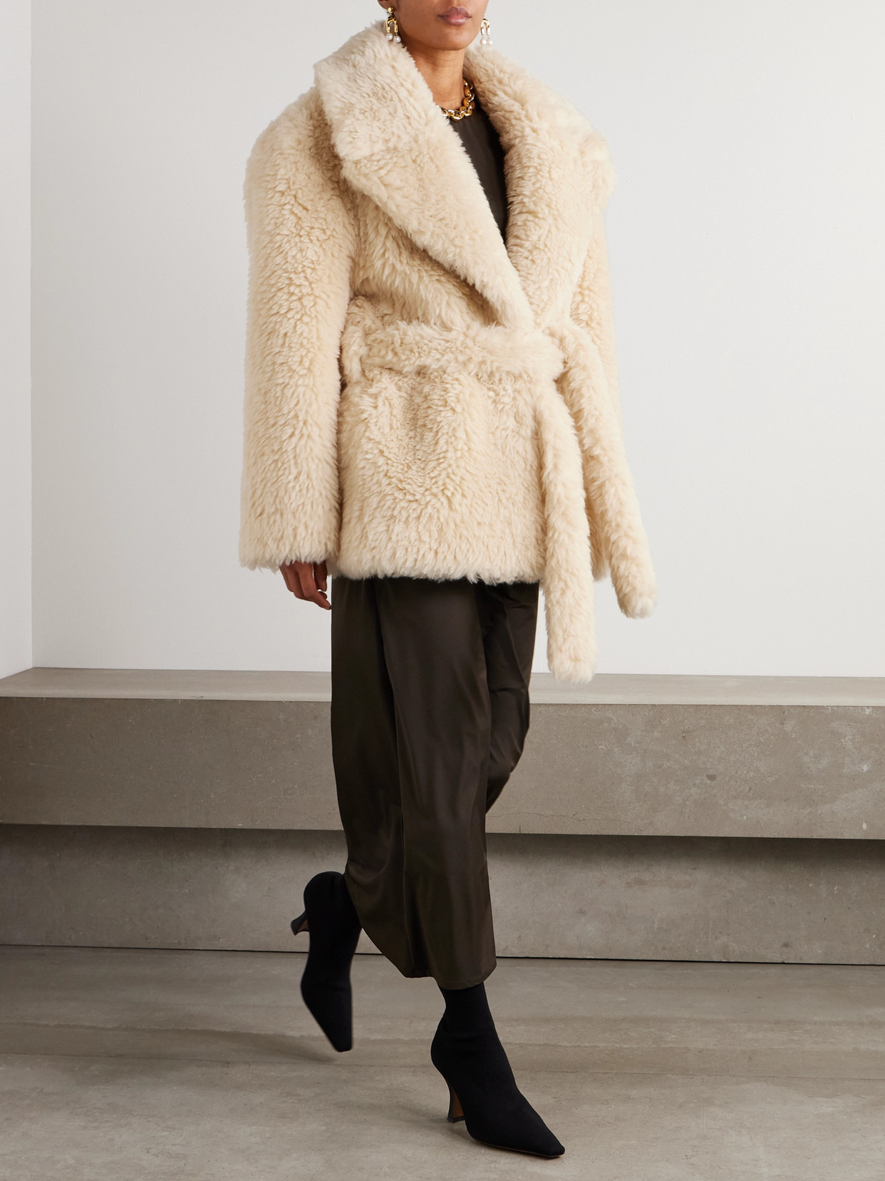 Wool-Blend Fleece Coat