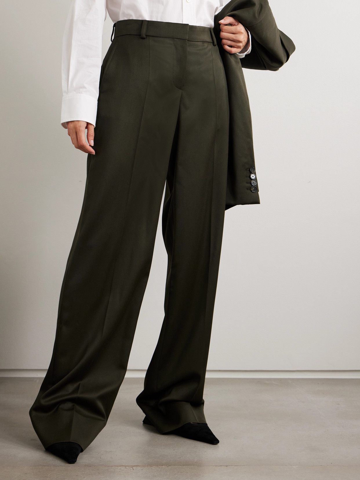 Stella Mccartney Shiny Tailoring Loose Trousers In Green