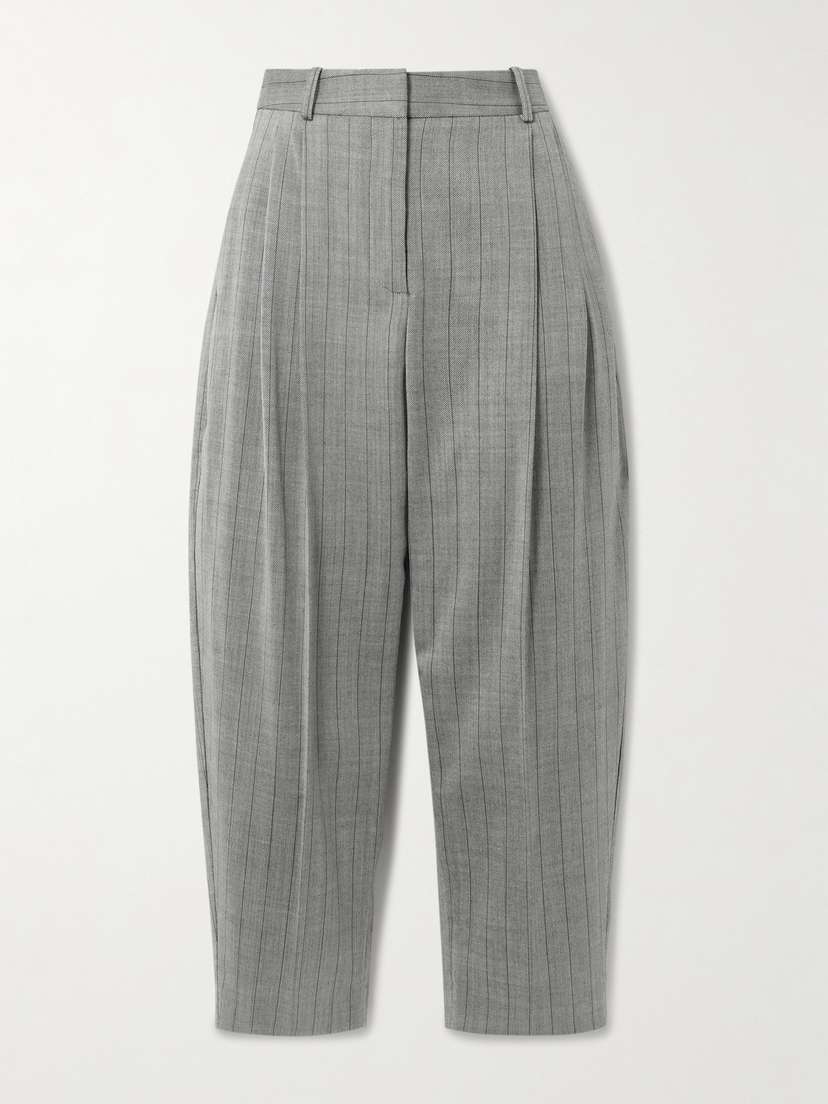 Stella McCartney Cropped Pleated Pinstriped Wool-blend Twill Tapered Pants