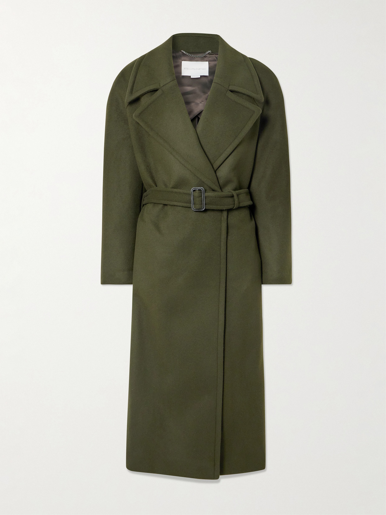 Stella Mccartney Belted Double-breasted Wool Coat In Animal Print