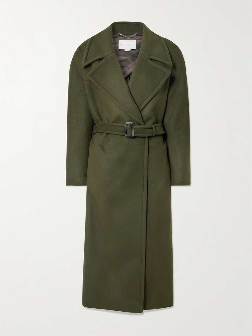 Stella McCartney Belted Double-breasted Wool Coat