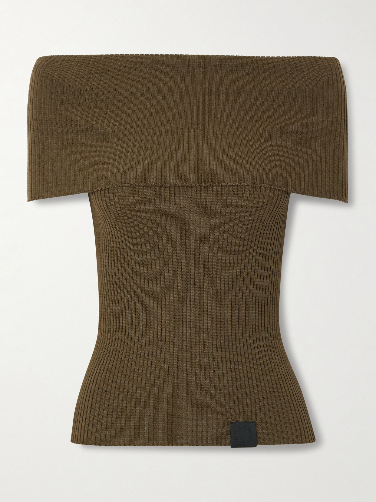 Stella Mccartney Strapless Ribbed Wool Top In Brown