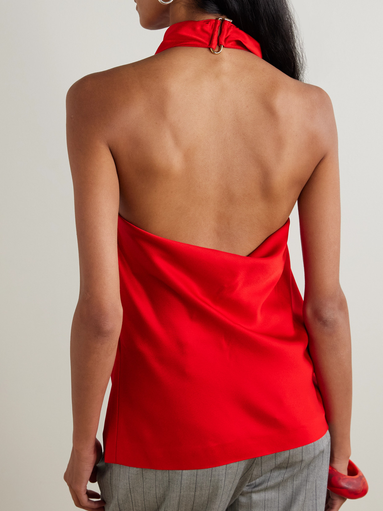 Stella Mccartney Draped Satin Halterneck Top In Red