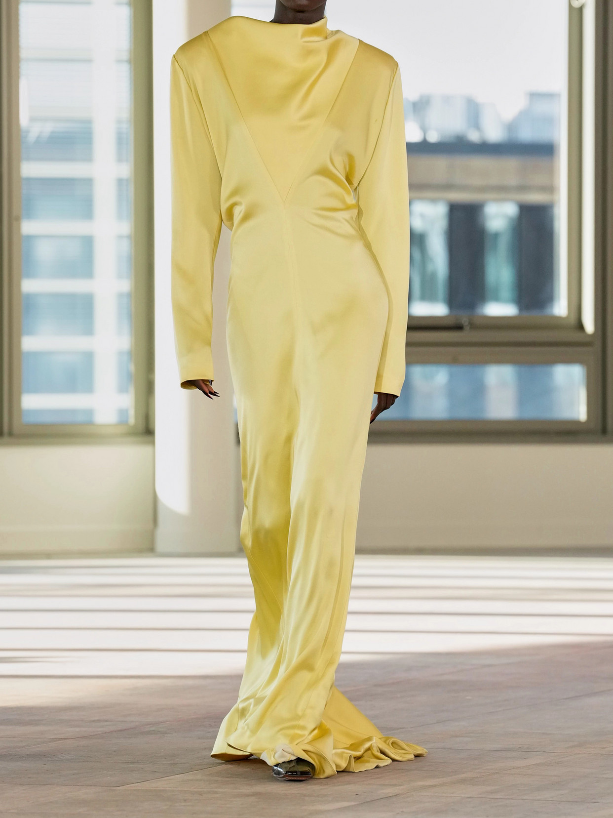 Stella Mccartney Satin Gown In Yellow