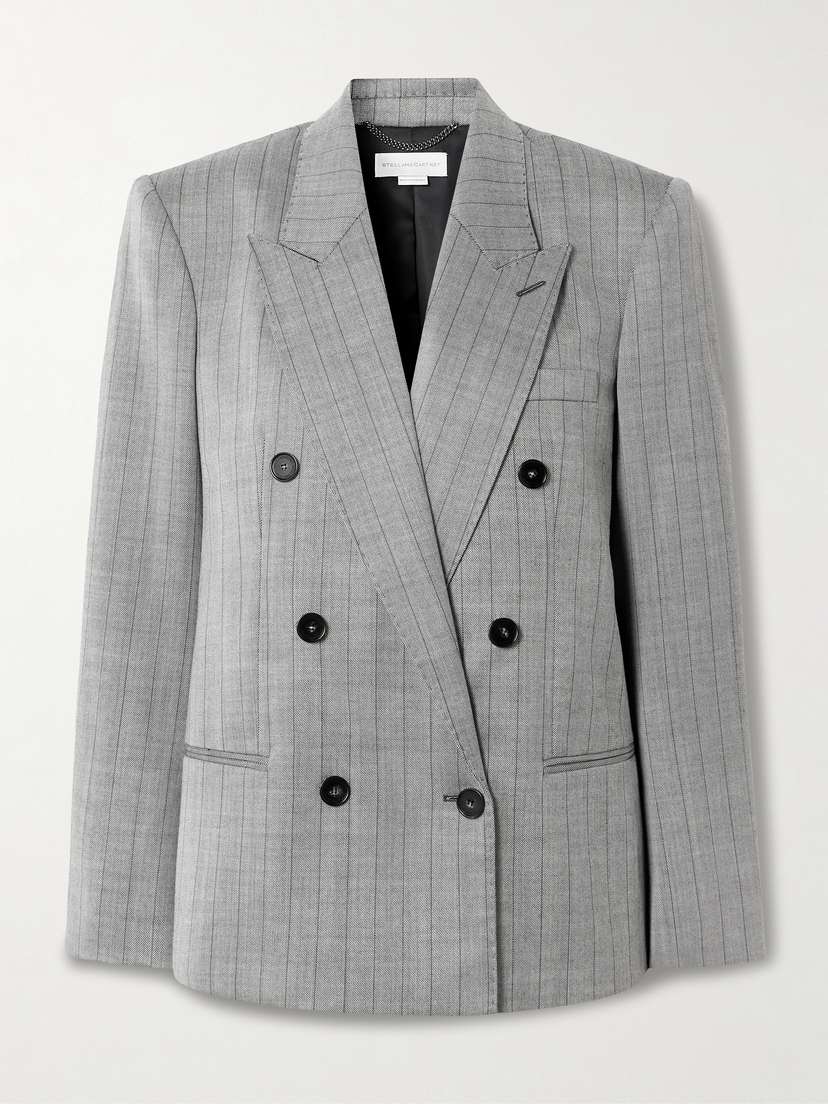 Stella McCartney Double-breasted Pinstriped Wool-blend Twill Blazer