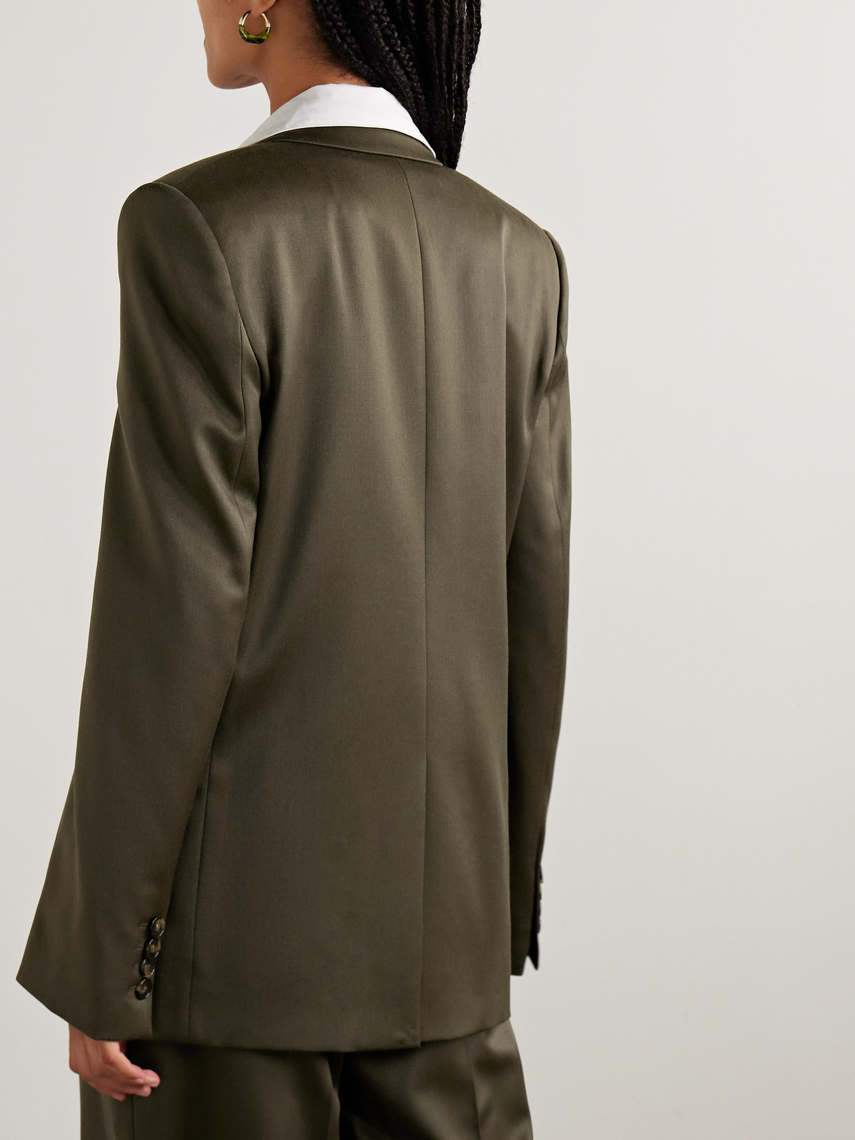 Stella Mccartney Double-breasted Wool-crepe Blazer In Green