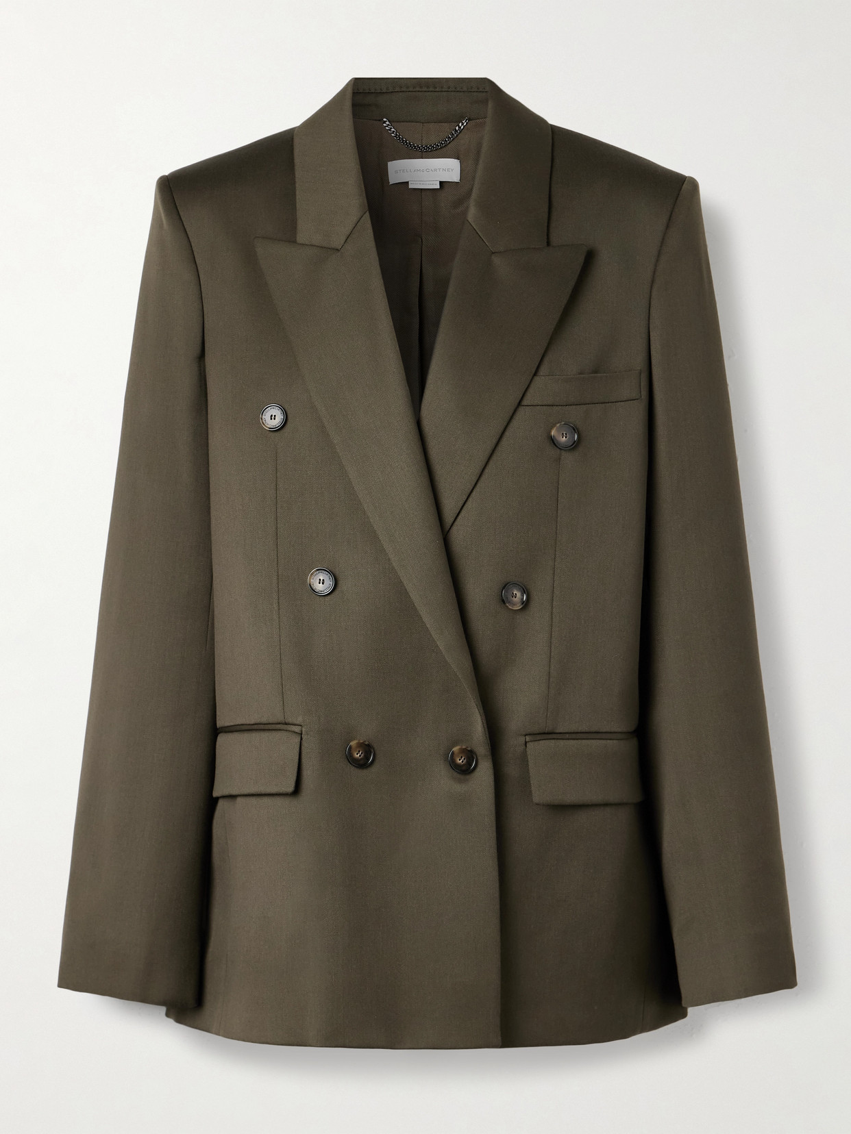 Stella Mccartney Double-breasted Wool-crepe Blazer In Green