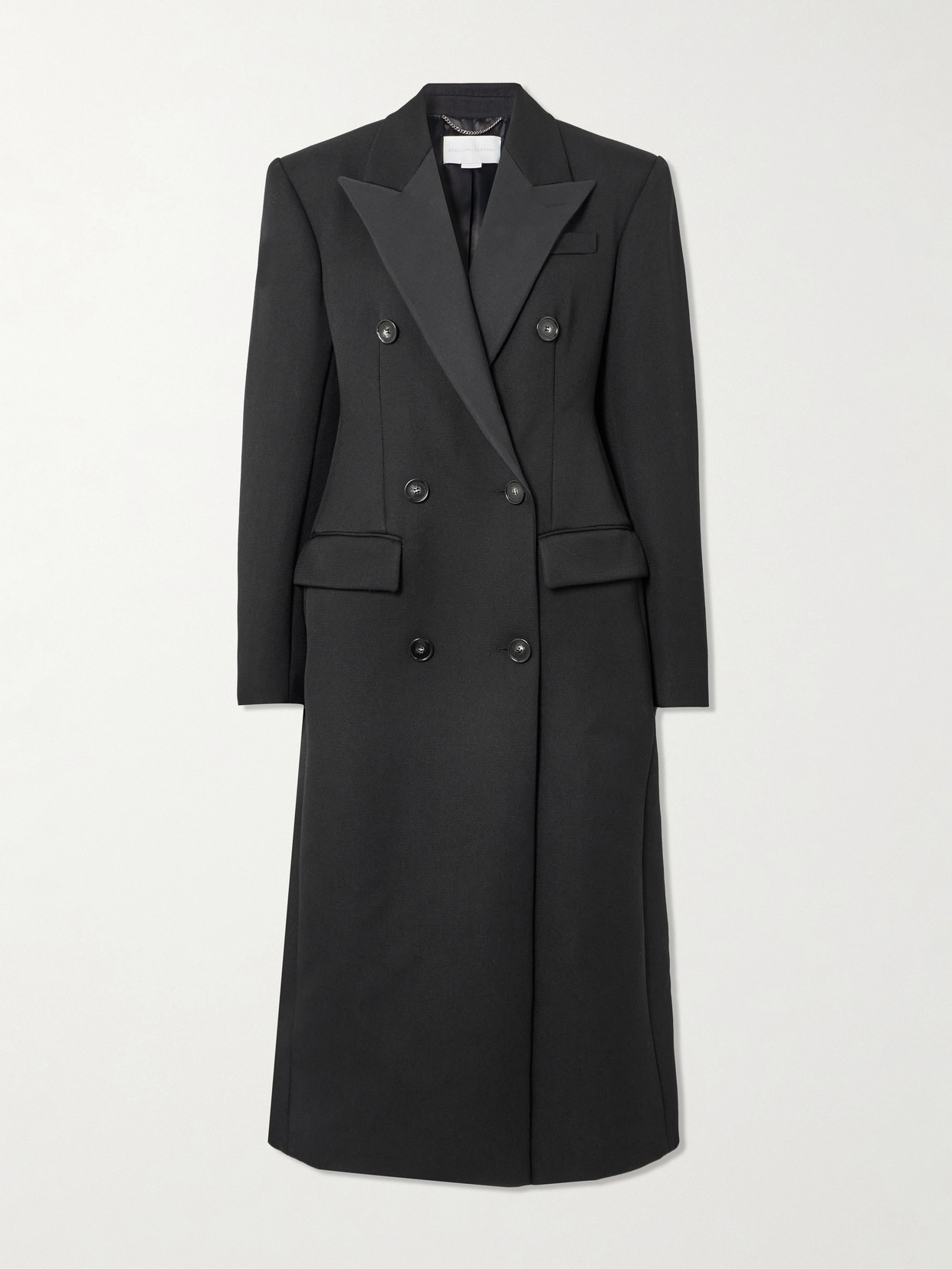 Stella Mccartney Double-breasted Satin-trimmed Twill Coat In Multi
