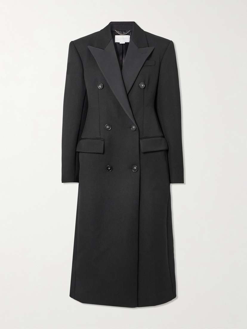 Stella McCartney Double-breasted Satin-trimmed Twill Coat