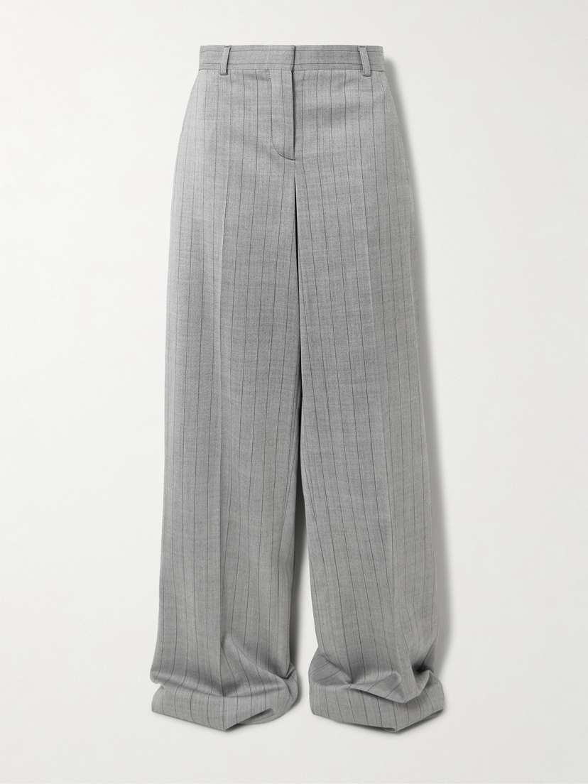 Stella McCartney Pinstriped Wool-blend Twill Wide-leg Pants