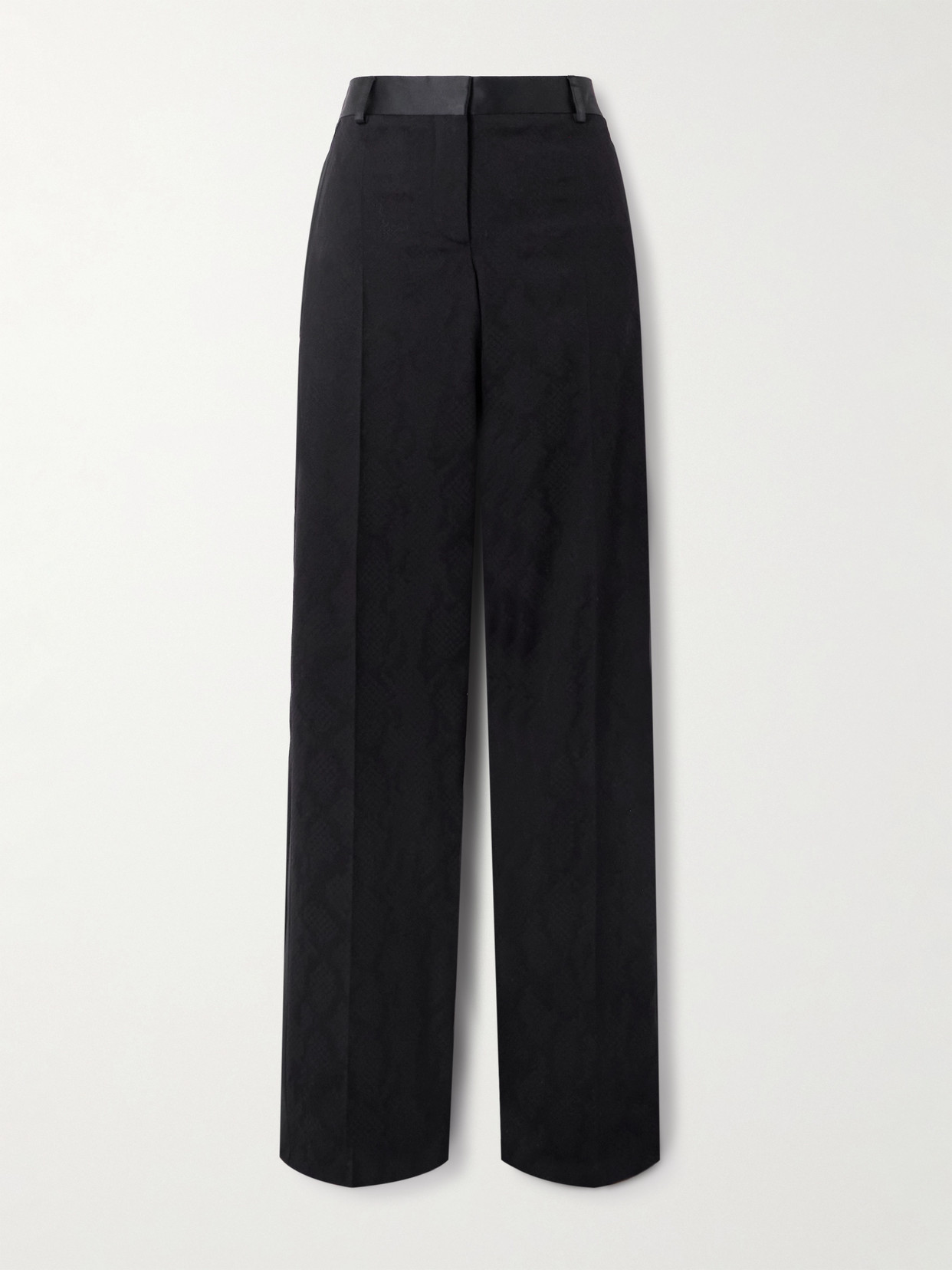 Stella Mccartney Satin-trimmed Wool-jjacquard Pants In Black