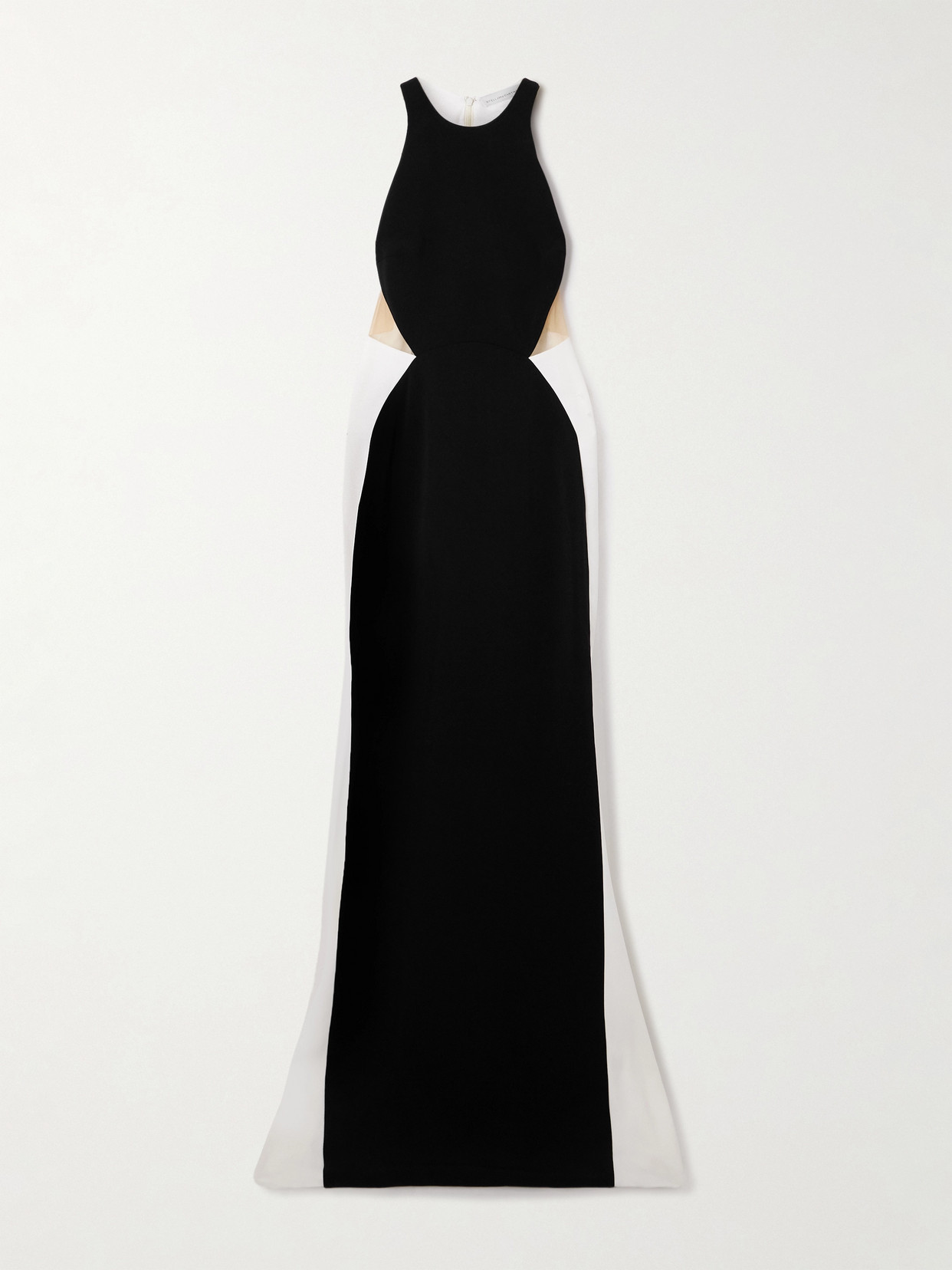 Stella Mccartney Mirical Organza-trimmed Two-tone Crepe Gown In Black