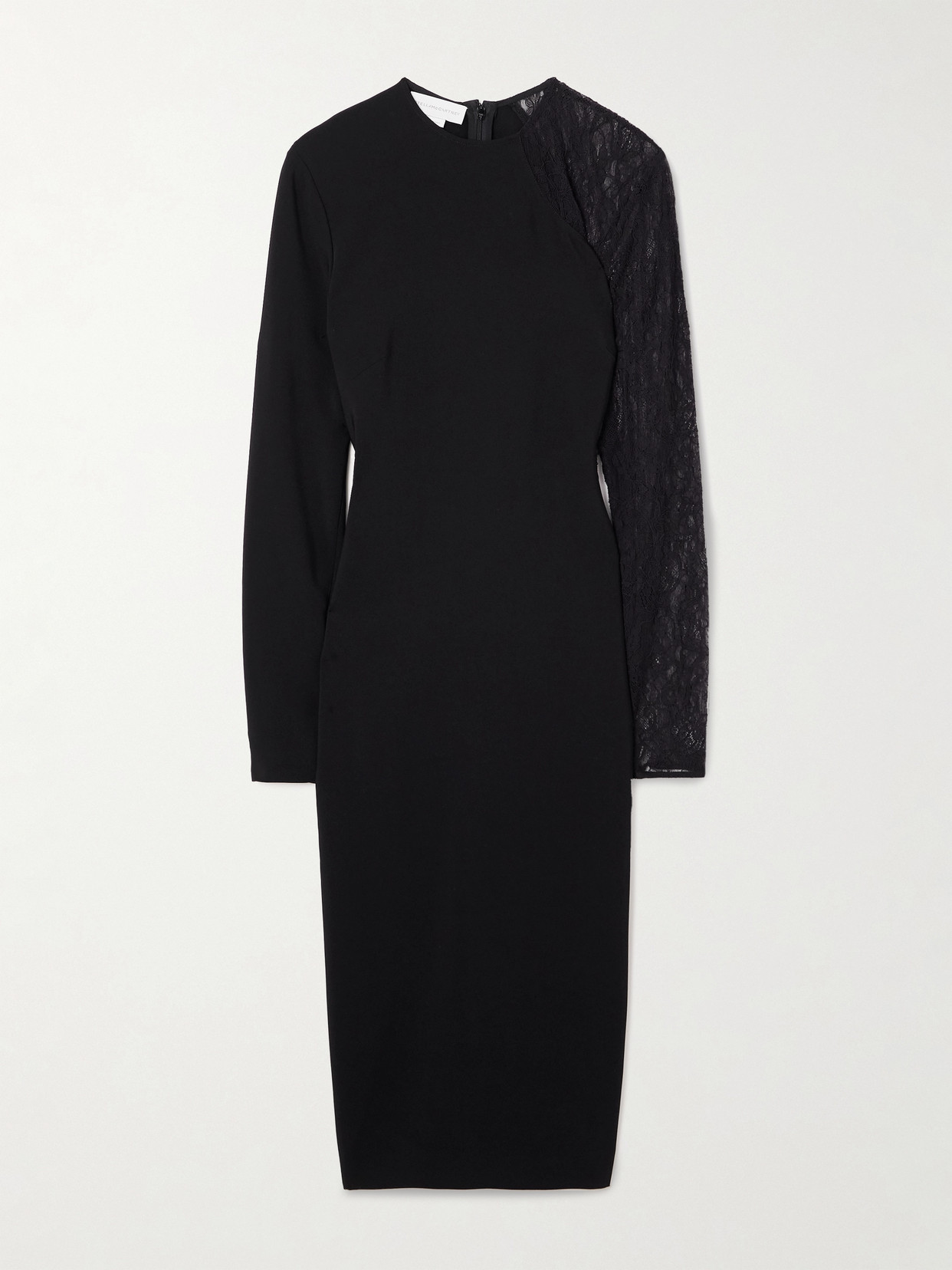 Stella Mccartney Miracle Lace-trimmed Crepe Dress In Black