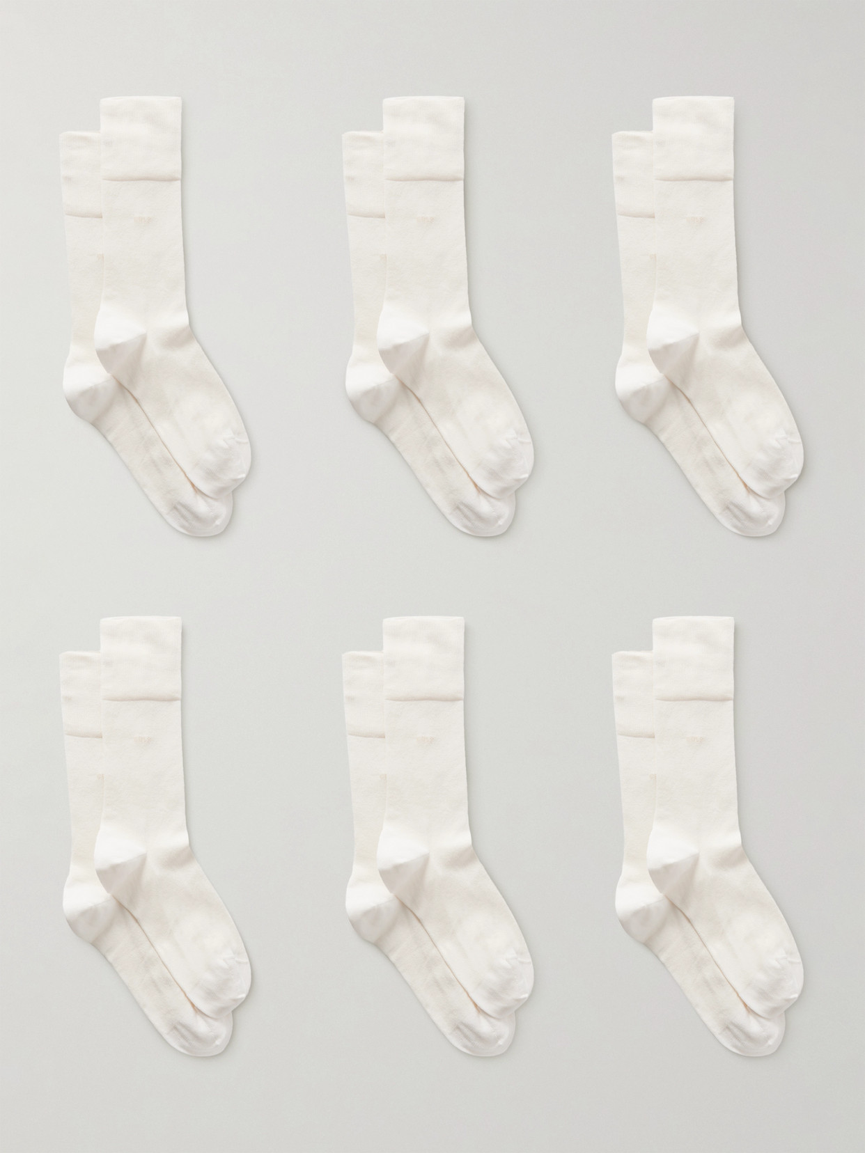 Cdlp Pack Of Six Ribbed Cotton-blend Socks In White