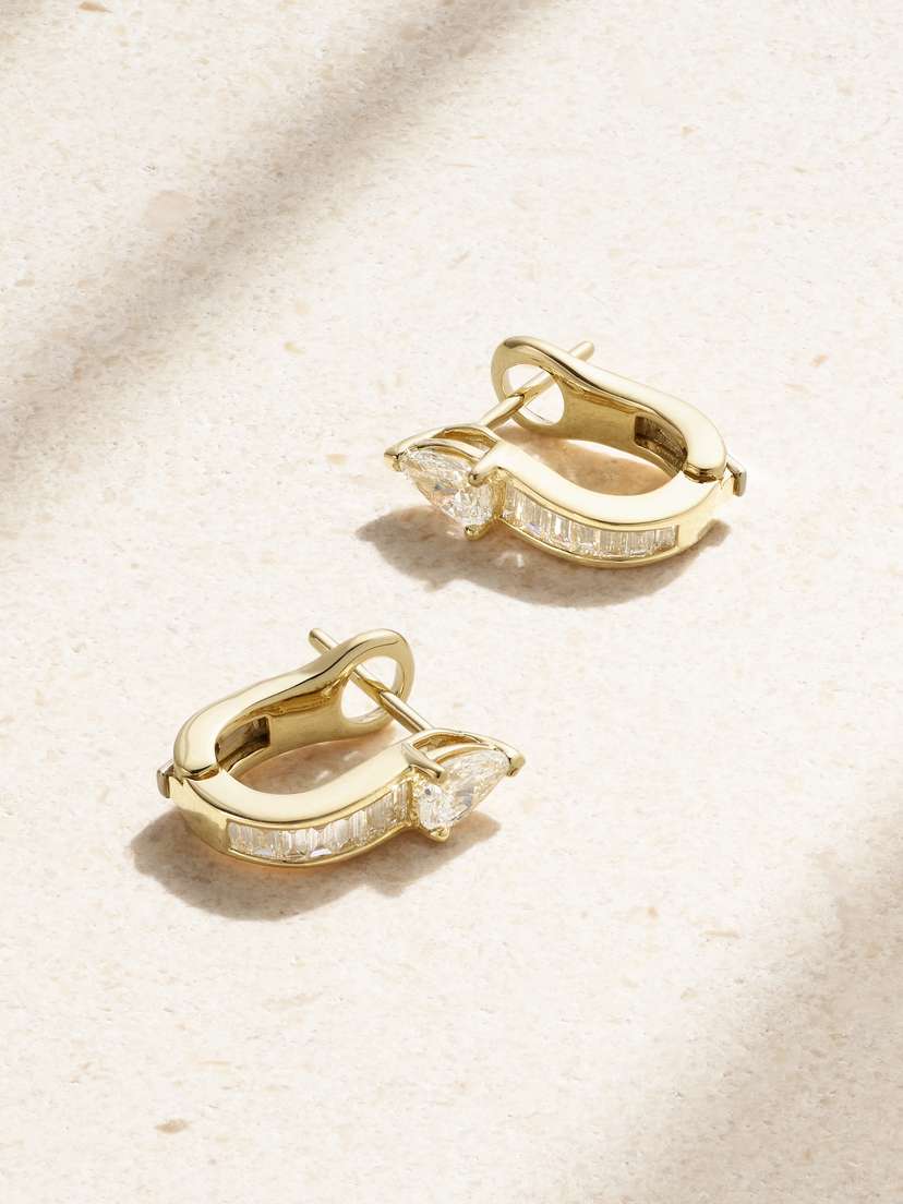 Anita Ko Saturn 18-karat Gold Diamond Hoop Earrings