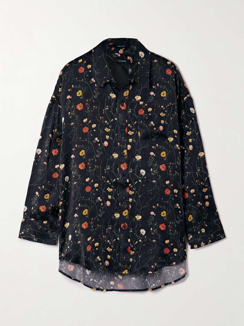 R13 Floral-print Washed-silk Shirt