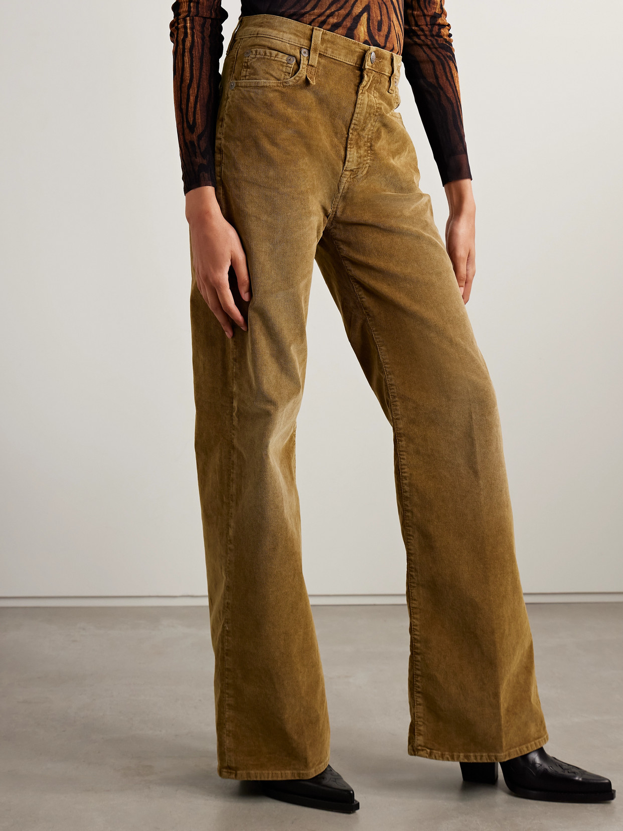 R13 Charlotte High-rise Flared Cotton-blend Corduroy Jeans In Brown
