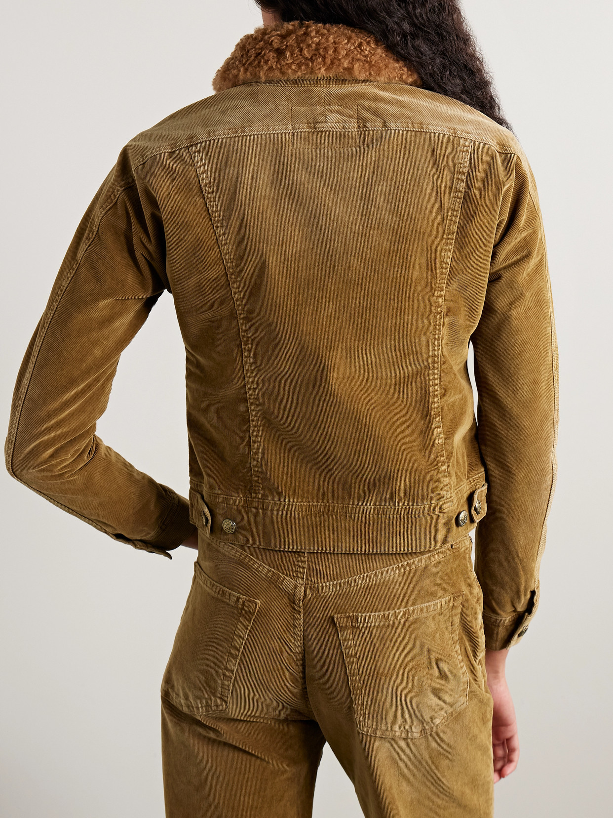 R13 Trucker Fleece-trimmed Cotton-blend Corduroy Jacket In Brown