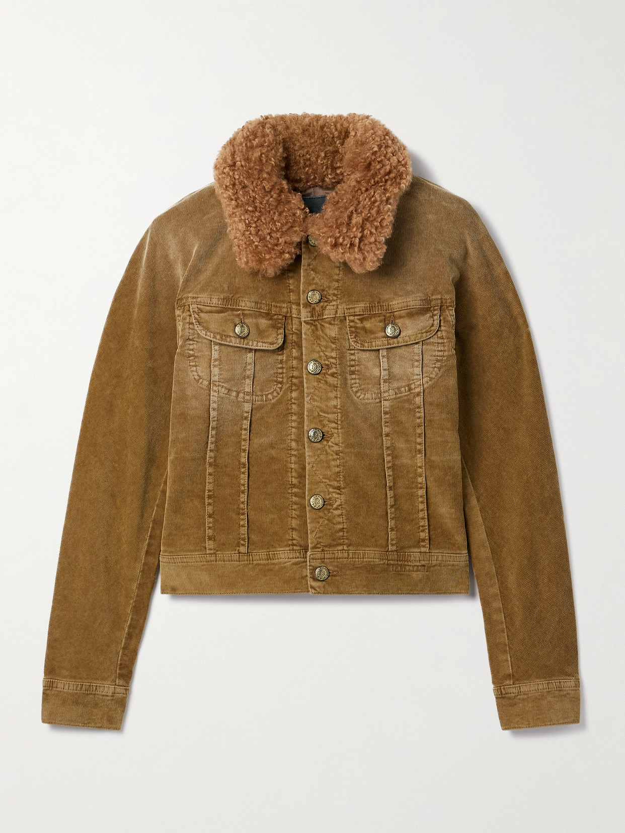 R13 Trucker Fleece-trimmed Cotton-blend Corduroy Jacket In Brown