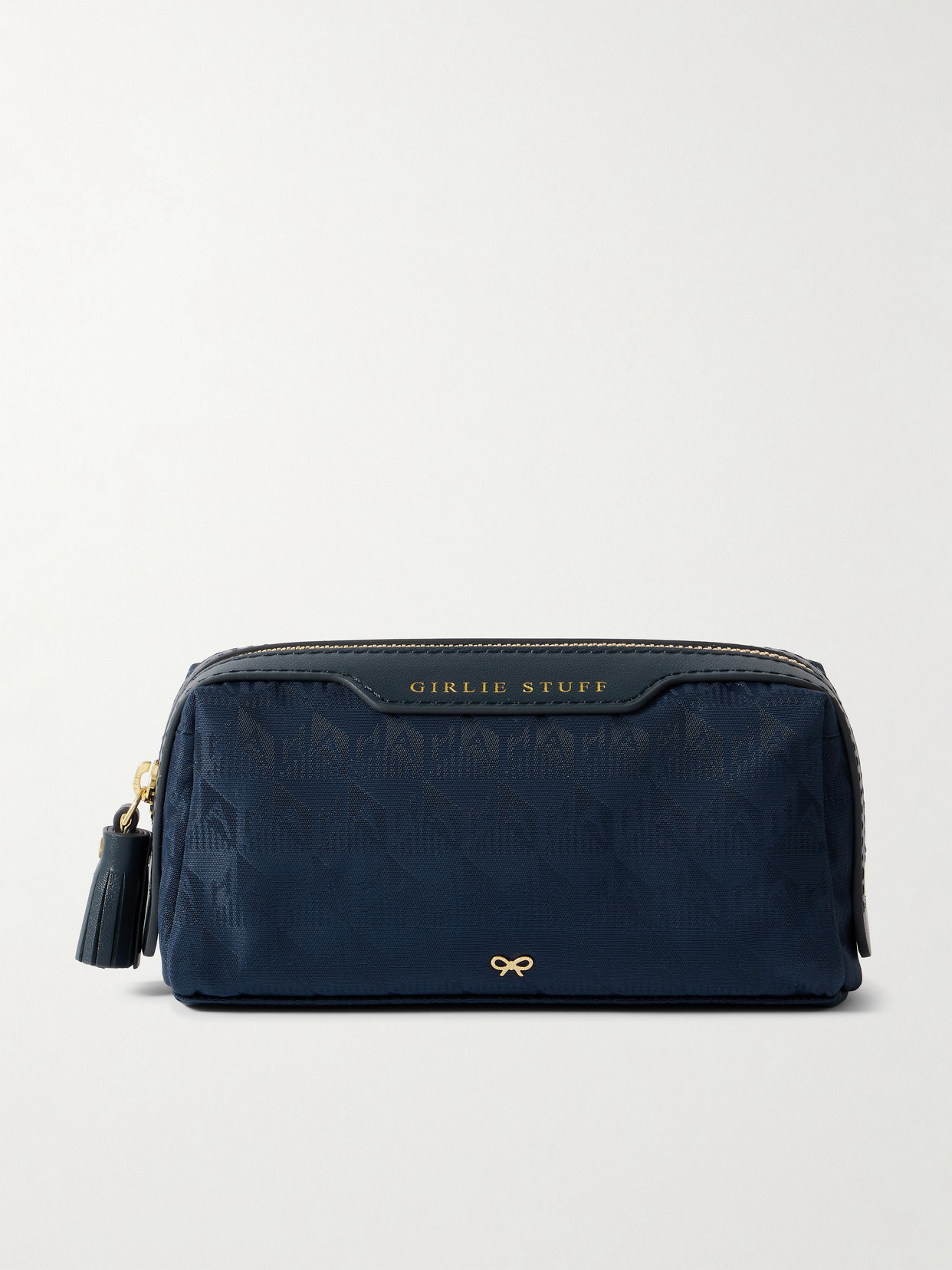 Anya Hindmarch Girlie Stuff Leather-trimmed Jacquard Pouch