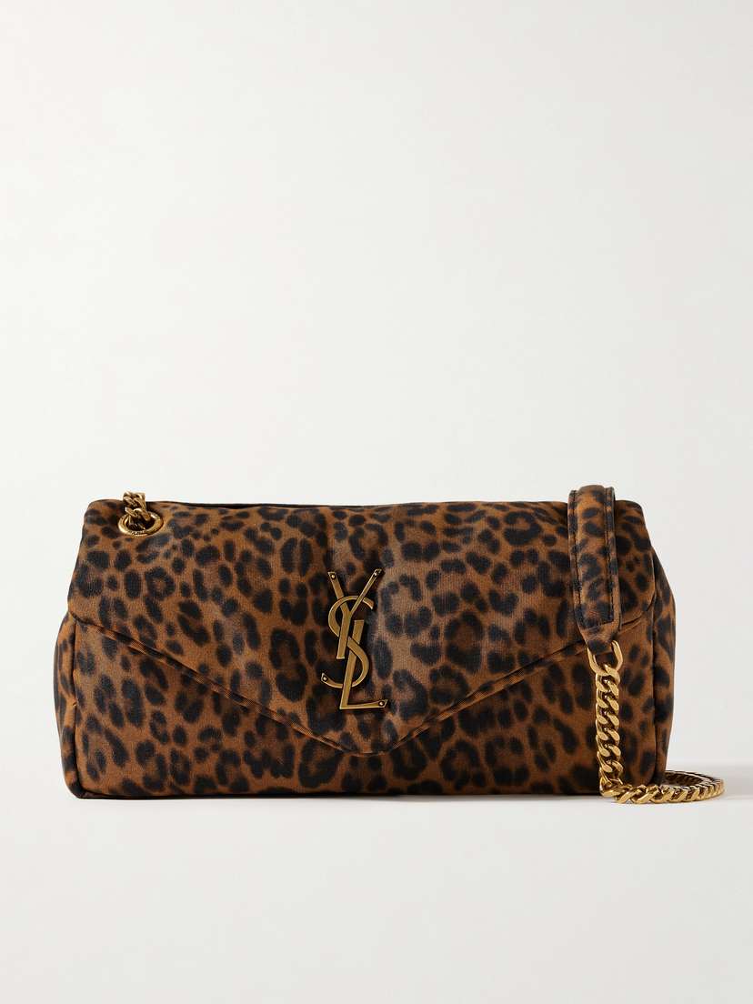 Saint Laurent Calypso Small Padded Leopard-print Faille Shoulder Bag