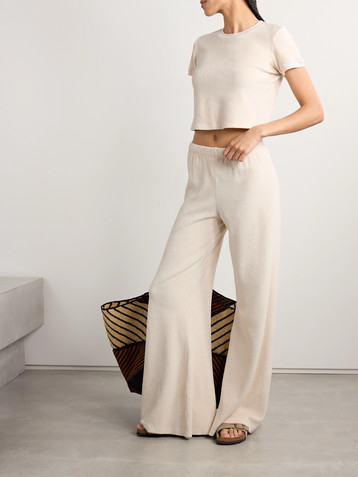Suzie Kondi Zephyra cotton-blend terry flared track pants