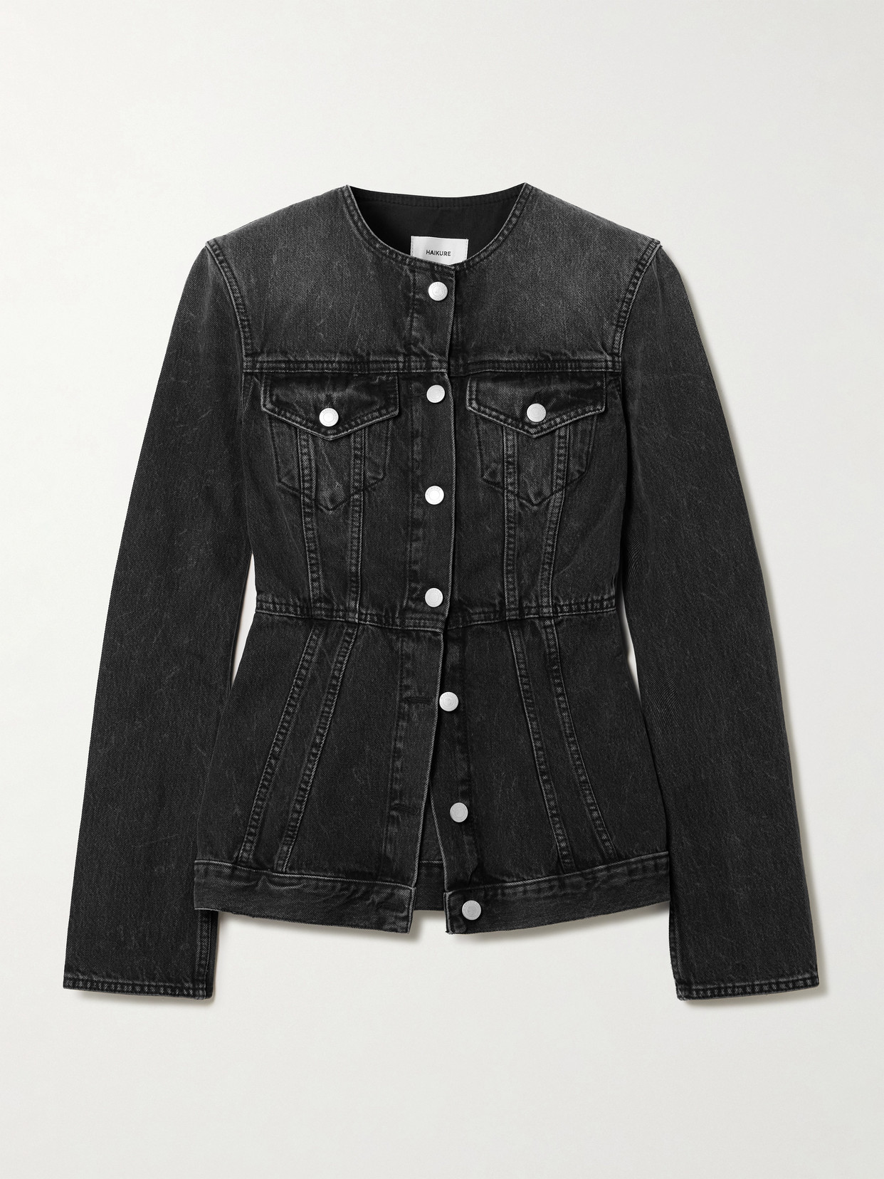 Haikure Temple Paneled Denim Jacket In Black