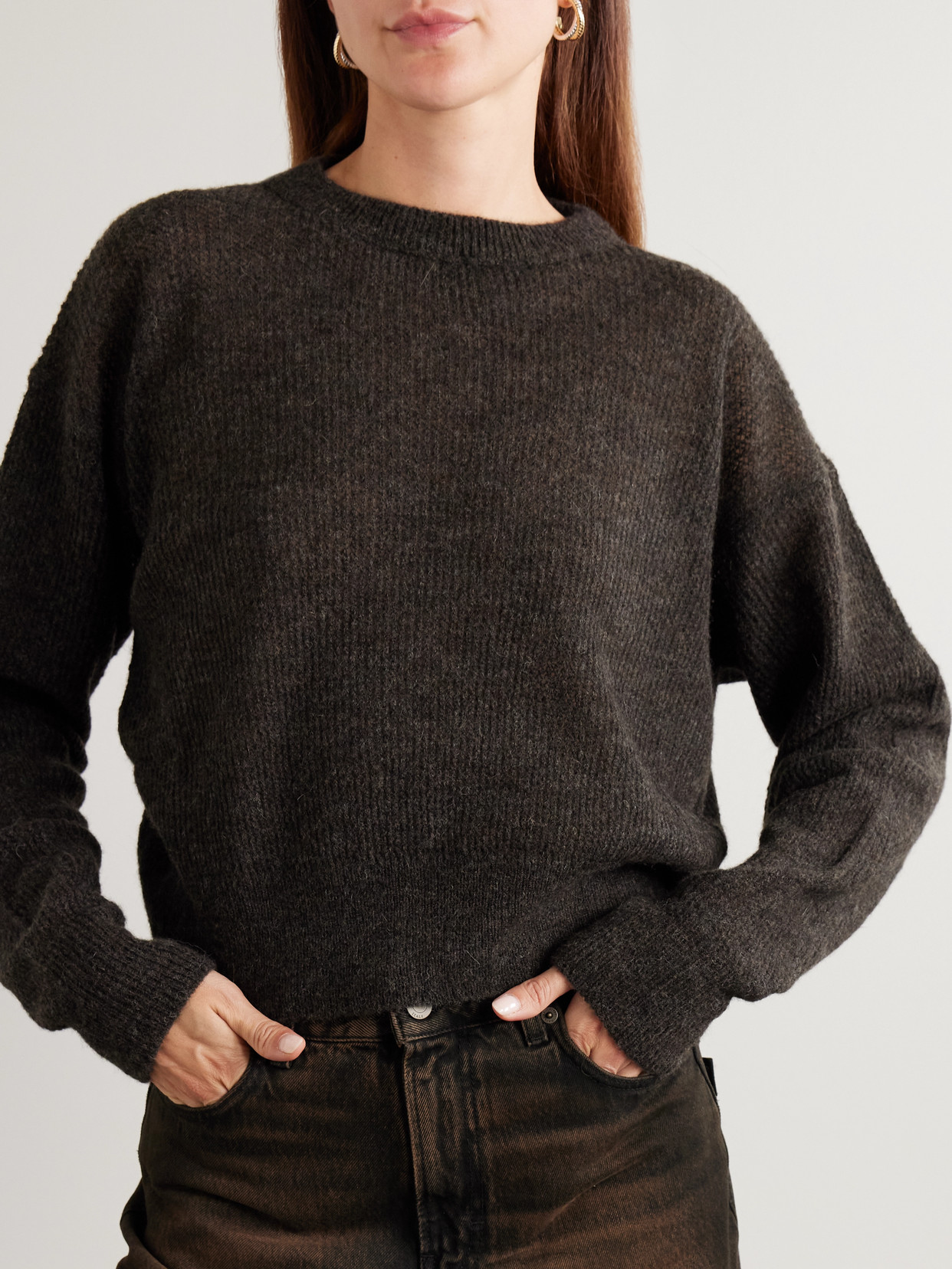 Haikure Blair Open-back Ribbed-knit Sweater In Black