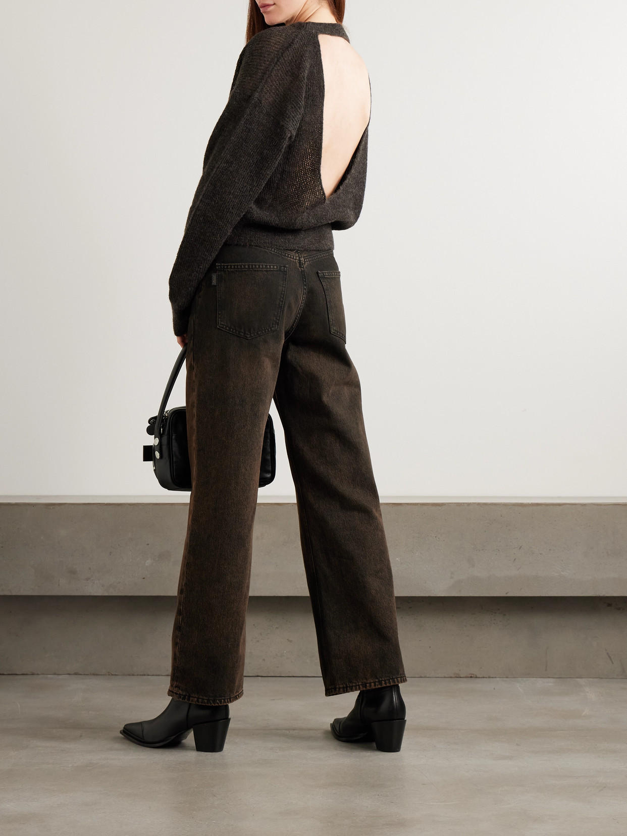 Haikure Blair Open-back Ribbed-knit Sweater In Black